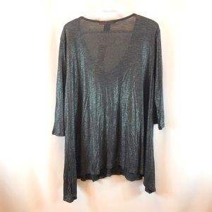 American Rag Blouse Metallic Black 3/4 Sleeve